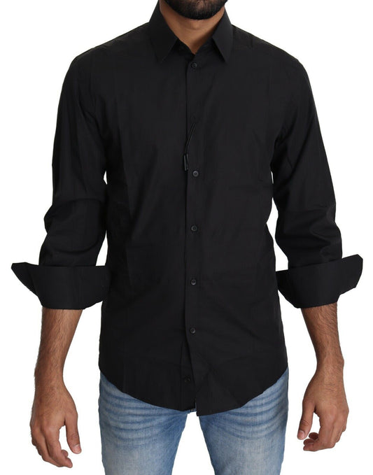 Camicia elegante nera slim fit di Dolce &amp; Gabbana