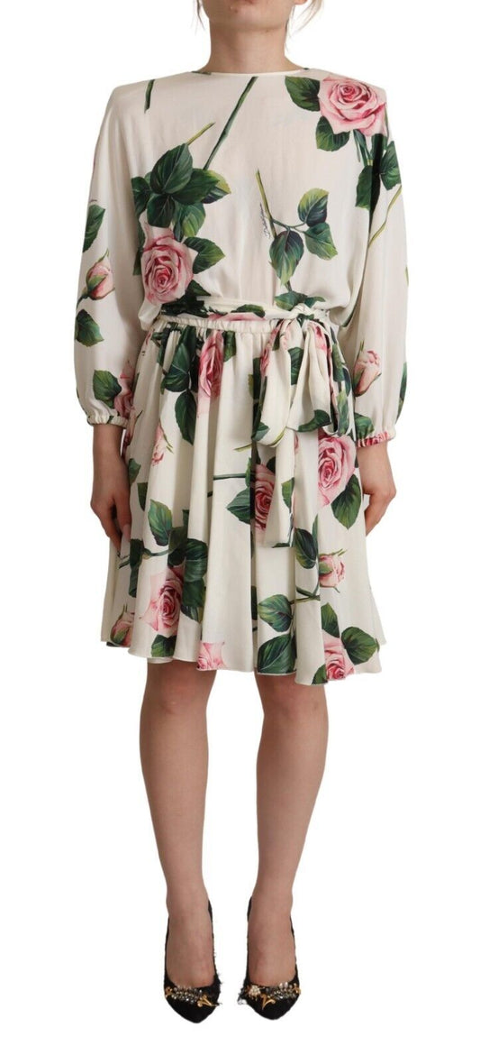 Dolce &amp; Gabbana Elegante Abito A-line in Seta Floreale