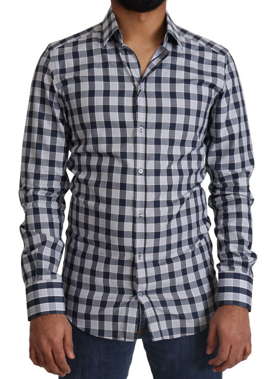 Camicia elegante a quadri blu e bianchi di Dolce &amp; Gabbana