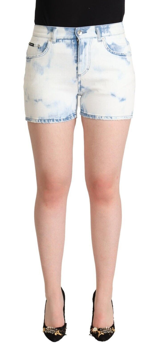 Shorts in denim bianco chic a vita media di Dolce &amp; Gabbana