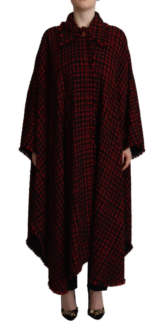 Dolce &amp; Gabbana Elegante Giacca Soprabito a Maniche Lunghe Rossa e Nera