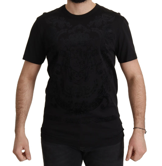 Dolce &amp; Gabbana Elegante T-shirt girocollo barocca nera