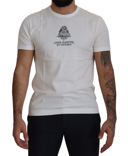 T-shirt in cotone con stampa logo bianco Dolce &amp; Gabbana