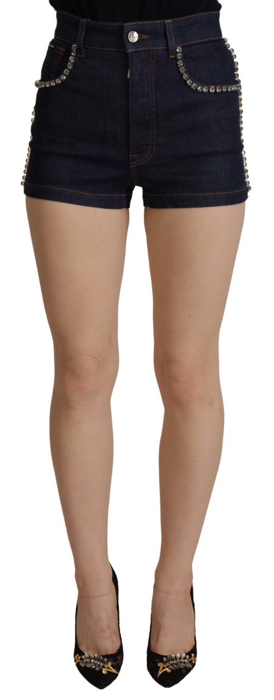 Pantaloncini corti a vita alta Dolce &amp; Gabbana Chic con dettagli in cristallo