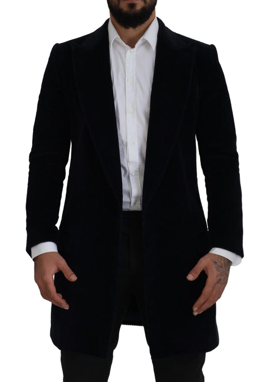 Dolce &amp; Gabbana Elegante Giacca Cardigan Lungo in Cotone Nero