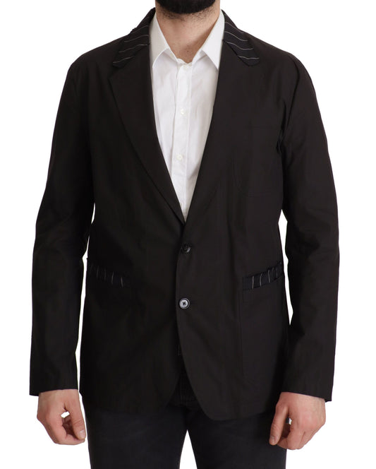 Giacca blazer elegante in misto cotone e lana nera Dolce &amp; Gabbana