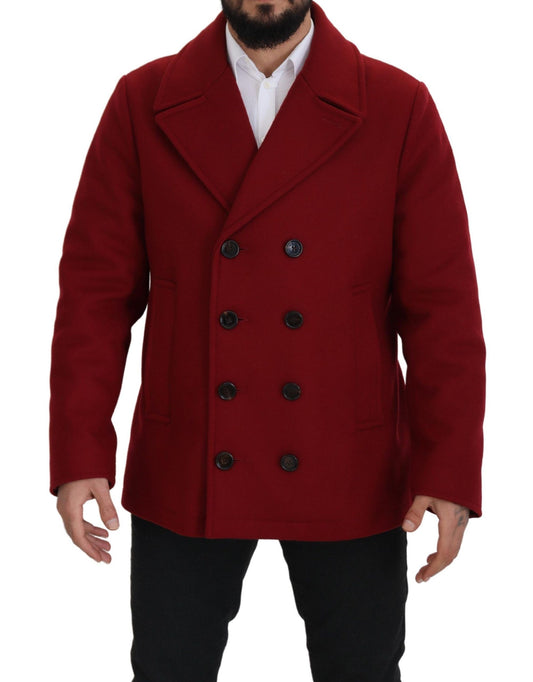 Elegante giacca doppiopetto in lana rossa Dolce &amp; Gabbana