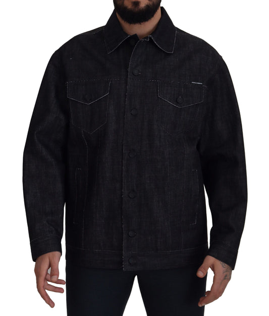 Elegante giacca in denim nero Dolce &amp; Gabbana