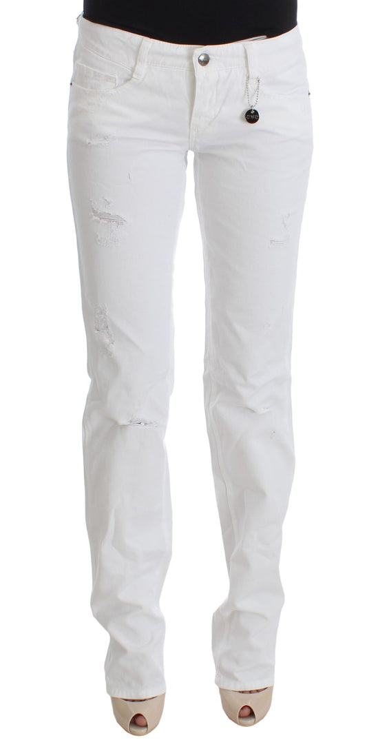 Jeans slim fit in cotone bianco Chic di Costume National