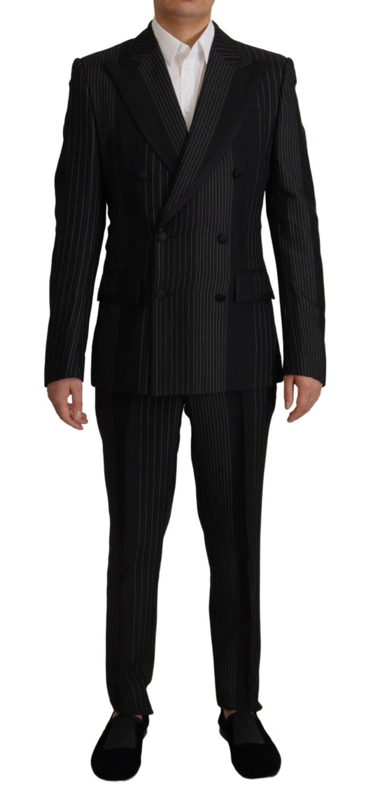 Dolce &amp; Gabbana elegante abito a due pezzi slim fit a righe nere