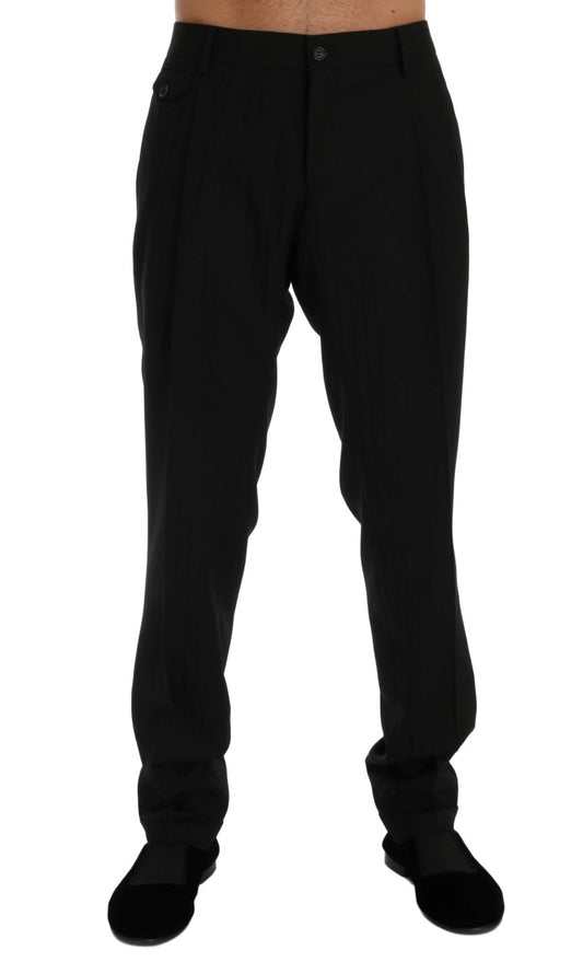 Pantaloni eleganti a righe nere a vestibilità dritta di Dolce &amp; Gabbana