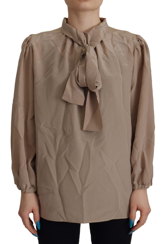 Elegante camicetta in seta con colletto Ascot di Dolce &amp; Gabbana