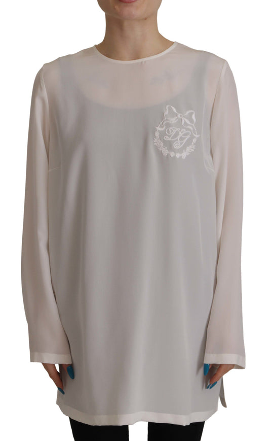 Top elegante de seda con logotipo bordado de Dolce &amp; Gabbana