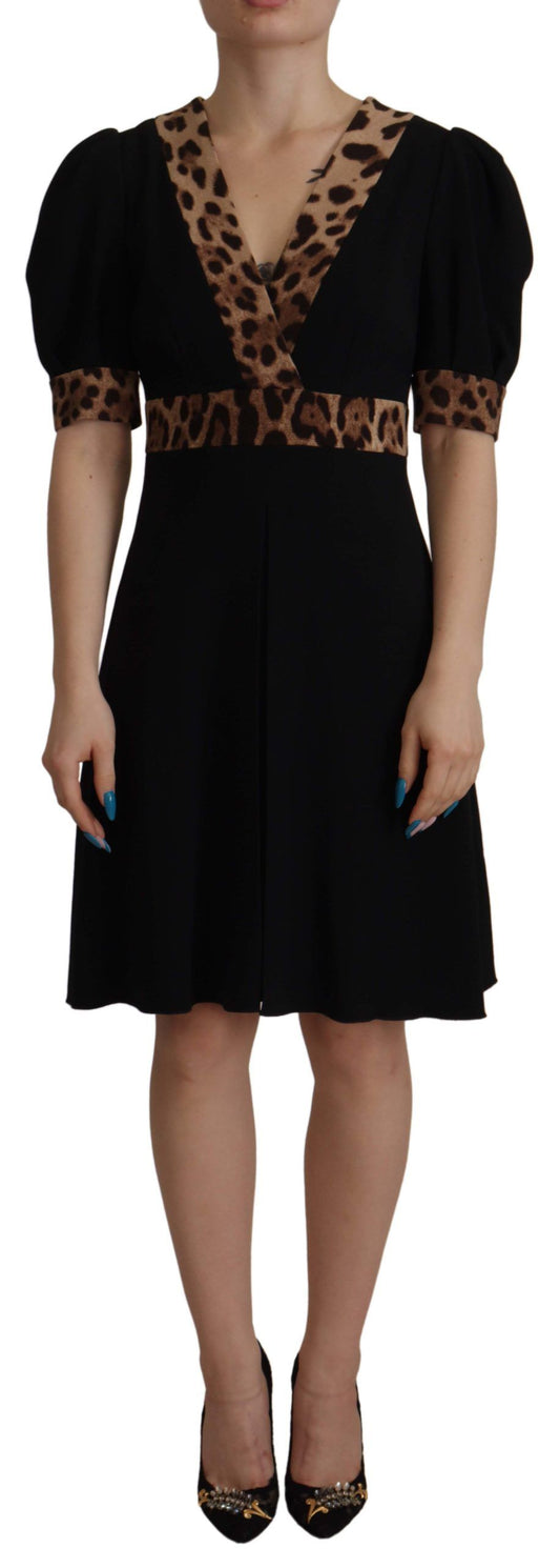 Vestido elegante negro de corte A con escote en V de Dolce &amp; Gabbana