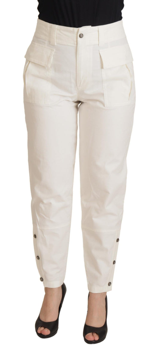 Pantalones elegantes blancos de cintura alta y corte cónico de Dolce &amp; Gabbana