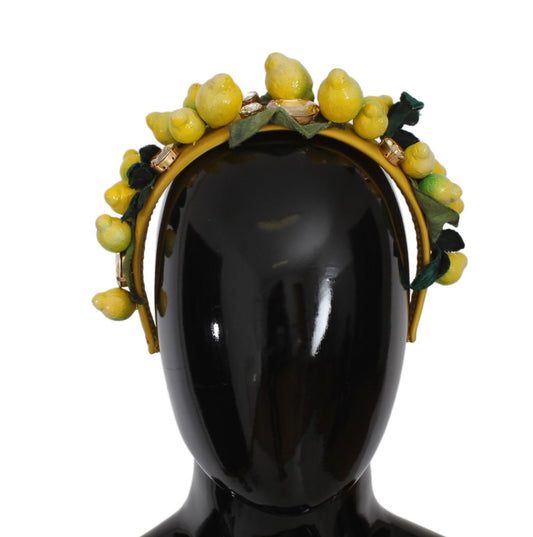 Dolce &amp; Gabbana Diadema con fascia in seta e cristalli di limone
