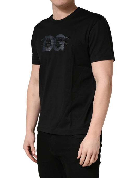 Black t-shirt with white lettering