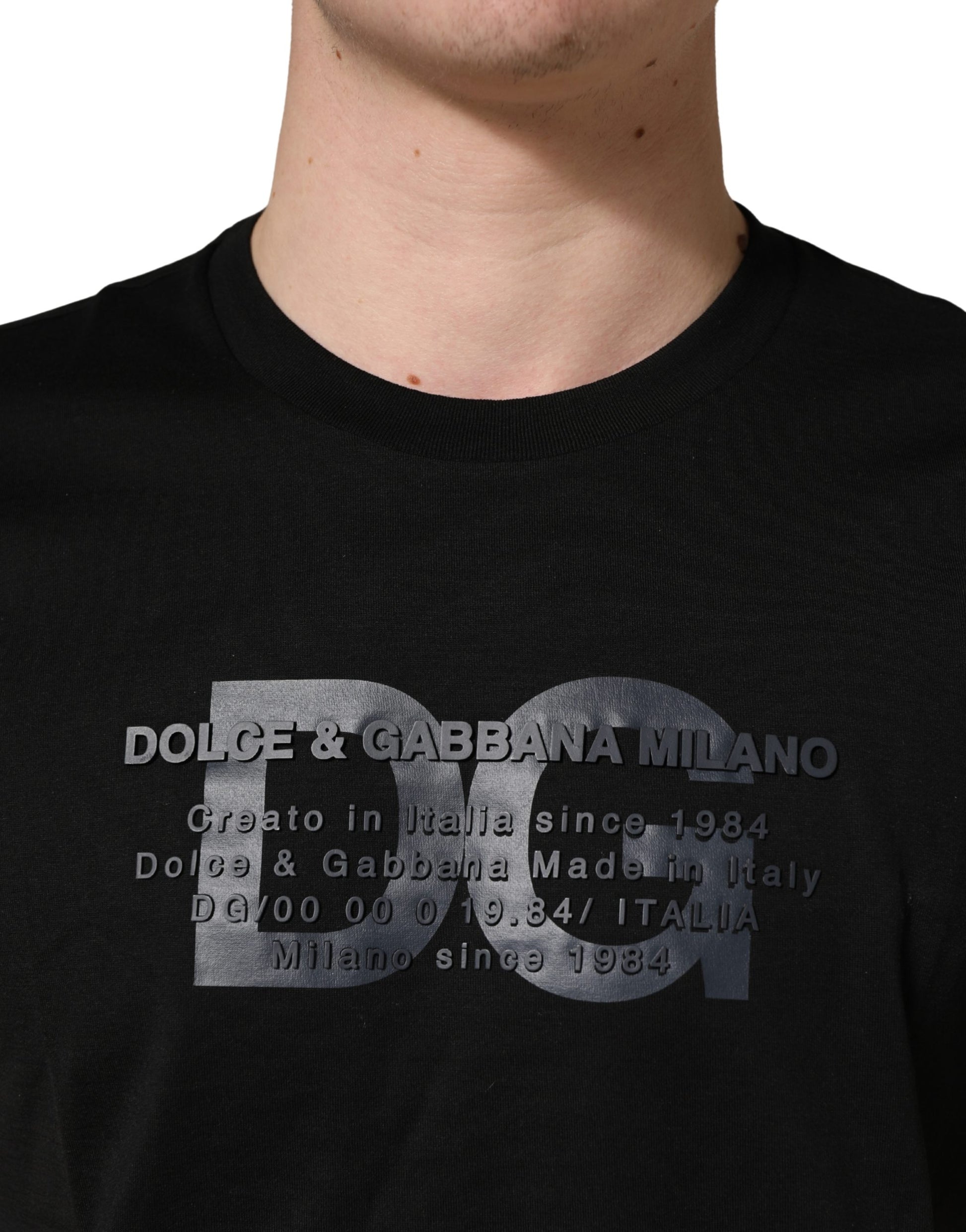 Black t-shirt with white lettering
