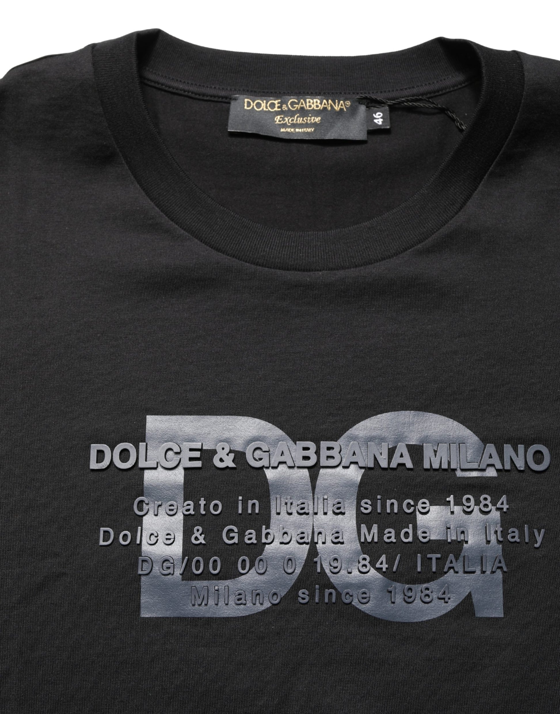 Black t-shirt with white lettering