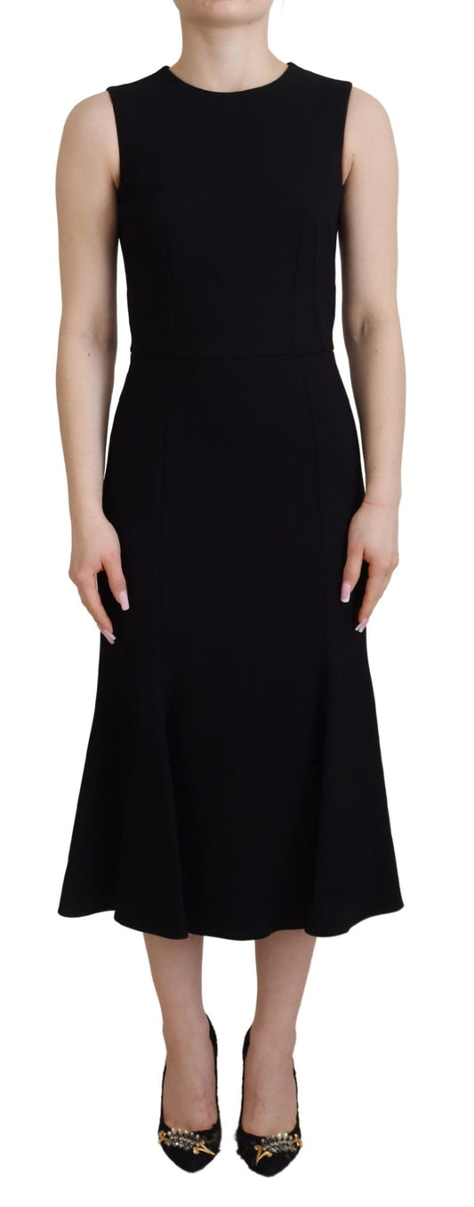 Dolce &amp; Gabbana Elegante Abito Nero Aderente e Svasato