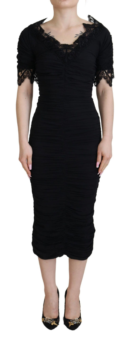 Vestido midi elegante de manga corta con corte tubo de Dolce &amp; Gabbana