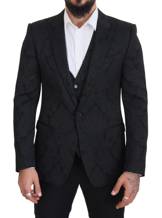 Completo elegante con giacca e gilet nero Martini di Dolce &amp; Gabbana