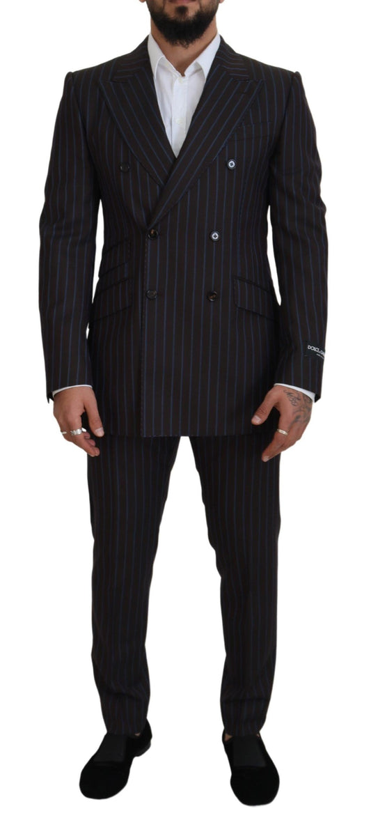 Abito elegante in lana vergine a righe nere Dolce &amp; Gabbana