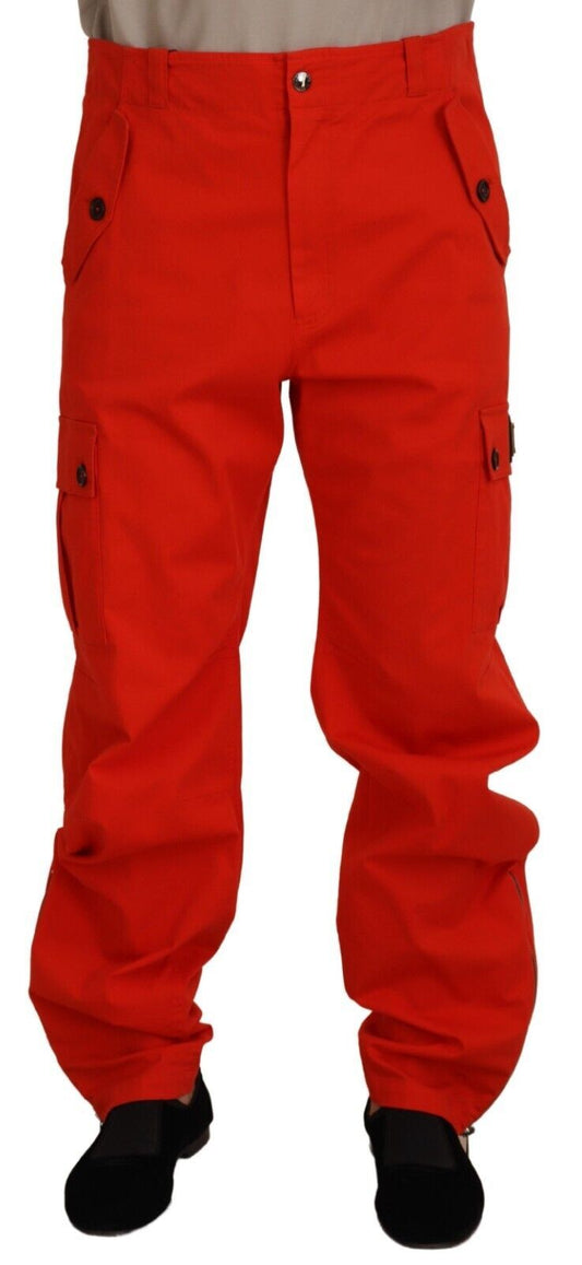 Pantaloni eleganti in misto cotone rosso Dolce &amp; Gabbana