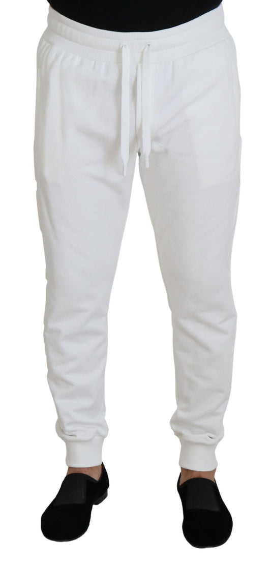 Pantaloni eleganti della tuta in cotone bianco Dolce &amp; Gabbana