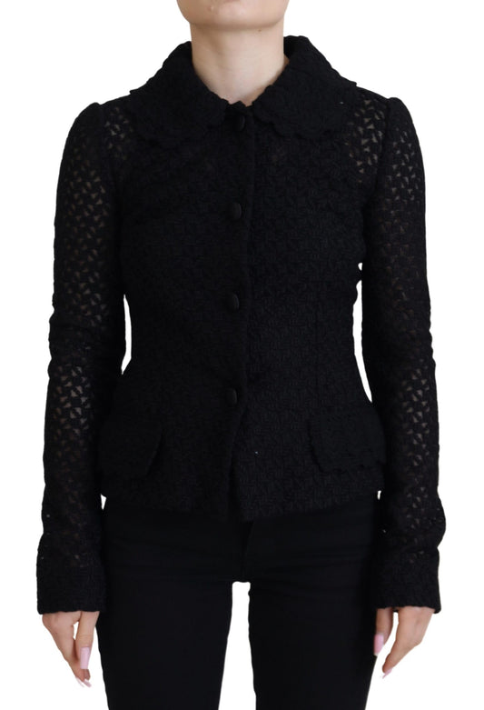 Chaqueta elegante de botones en mezcla de lana negra de Dolce &amp; Gabbana