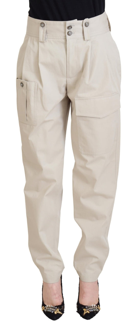 Pantaloni in cotone beige chic Dolce &amp; Gabbana per un comfort elegante