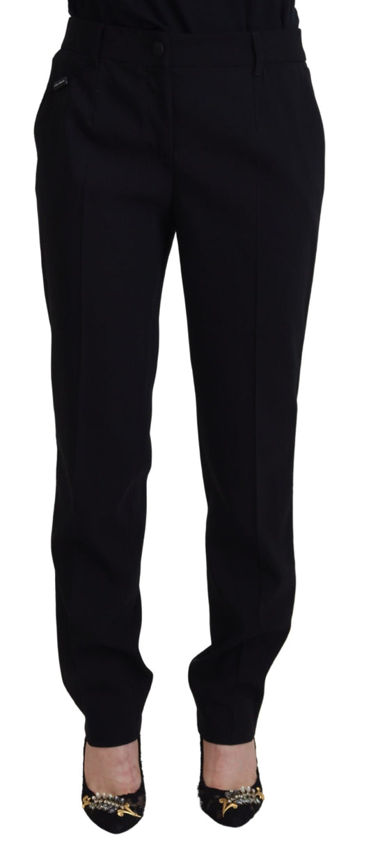 Pantaloni eleganti in misto lana e seta neri di Dolce &amp; Gabbana