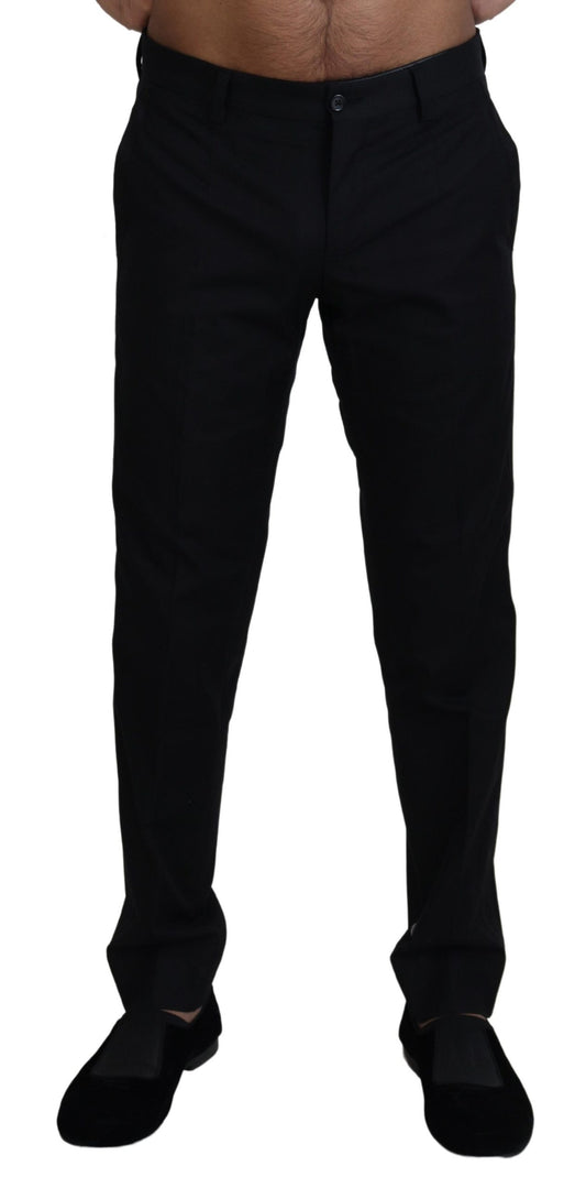 Pantaloni eleganti in cotone nero Dolce &amp; Gabbana