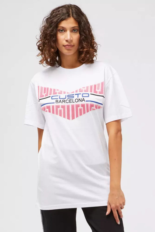 T-shirt da donna in cotone bianco Custo Barcelona