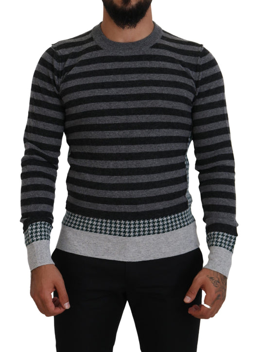 Dolce &amp; Gabbana Elegante Maglione Girocollo in Lana a Righe