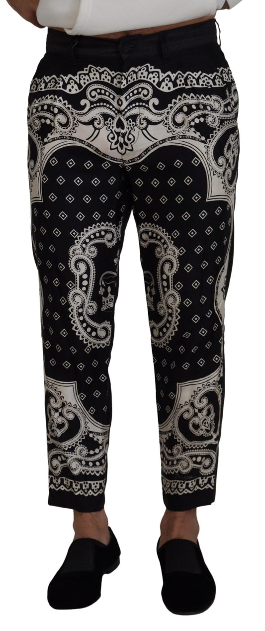 Pantaloni in seta e cotone con stampa bandana elegante Dolce &amp; Gabbana