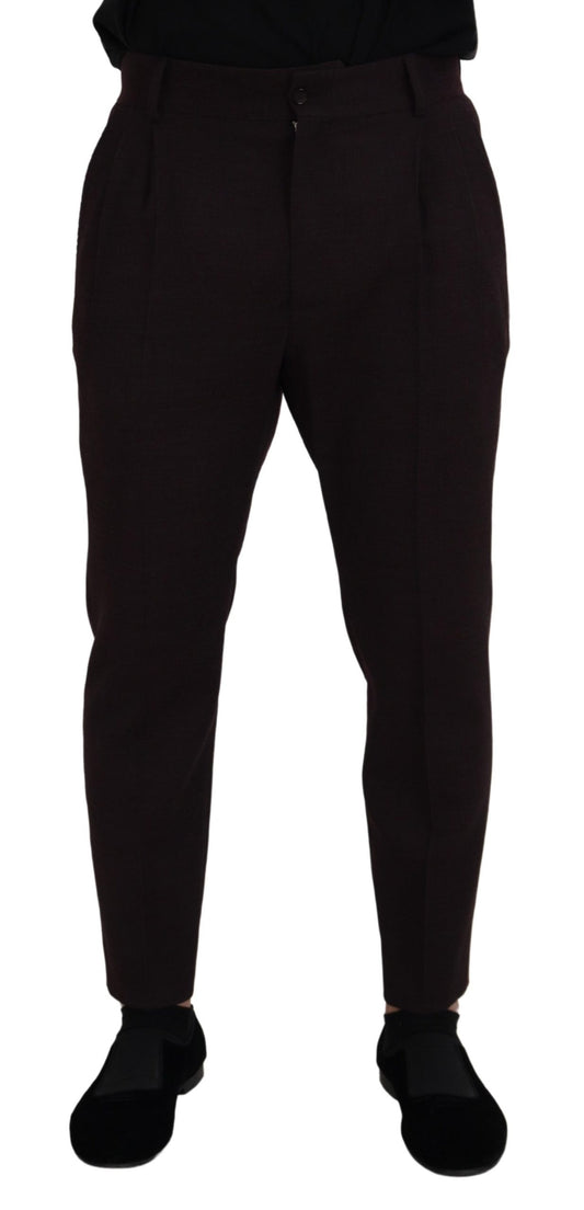 Pantaloni eleganti in misto cotone marrone Dolce &amp; Gabbana