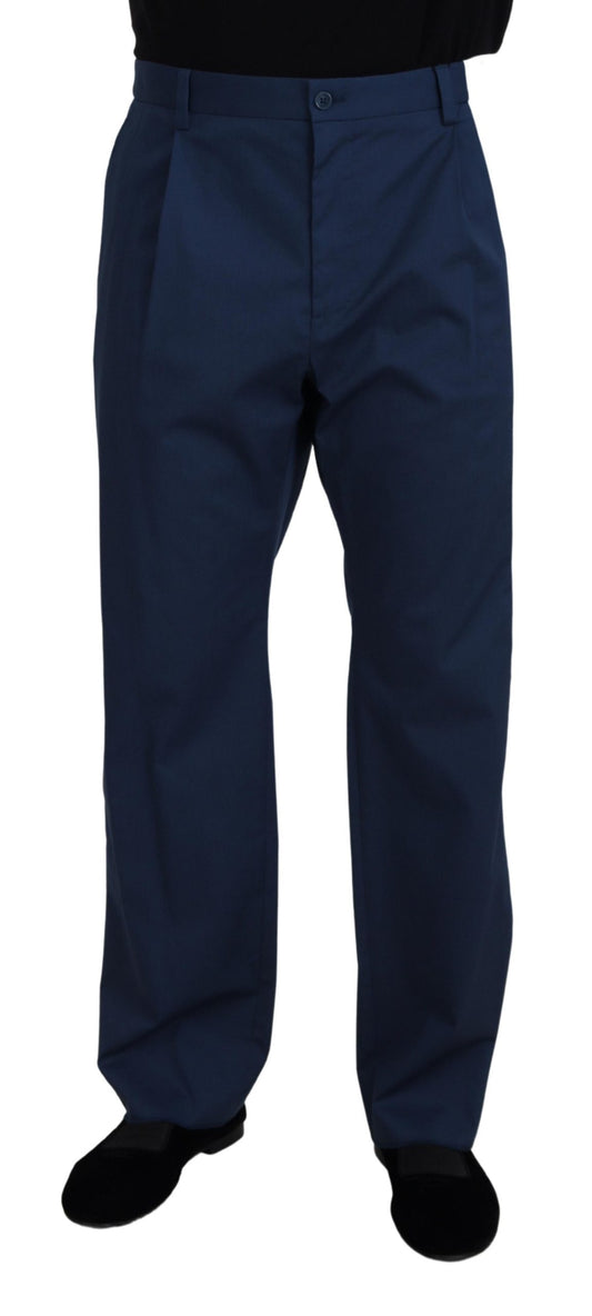 Pantaloni eleganti in misto cotone blu Dolce &amp; Gabbana da uomo