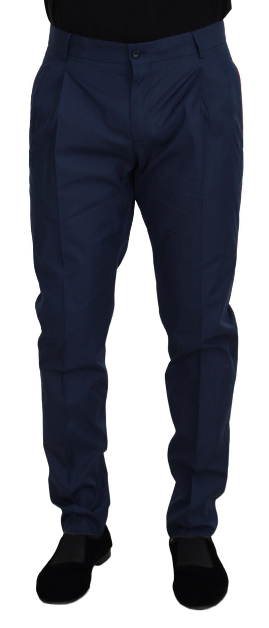 Pantaloni eleganti in cotone e seta blu Dolce &amp; Gabbana