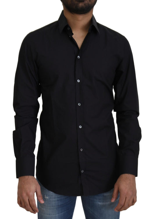 Camicia elegante in cotone nero slim fit Dolce &amp; Gabbana