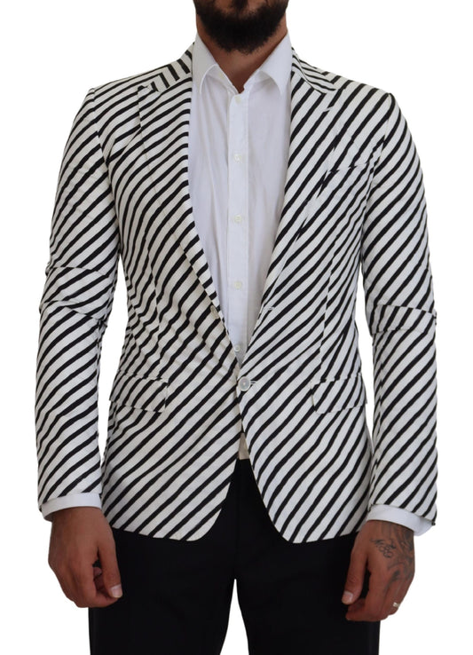 Blazer monopetto elegante a righe bianche Dolce &amp; Gabbana