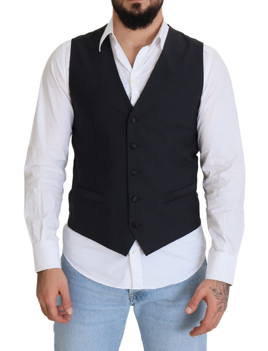 Dolce &amp; Gabbana Elegante Gilet Monopetto Nero