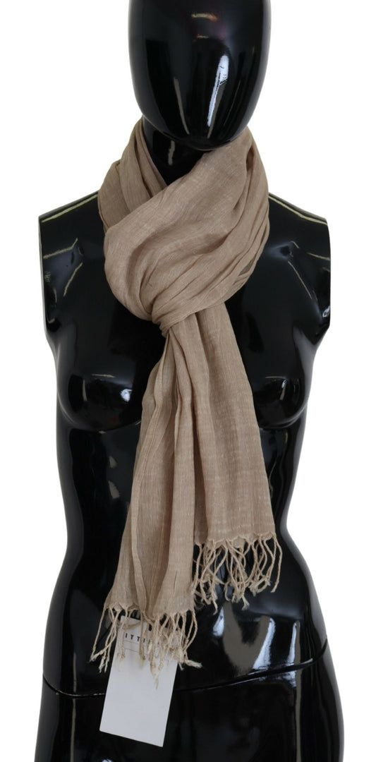 Bufanda elegante beige con flecos para mujer de estilo nacional