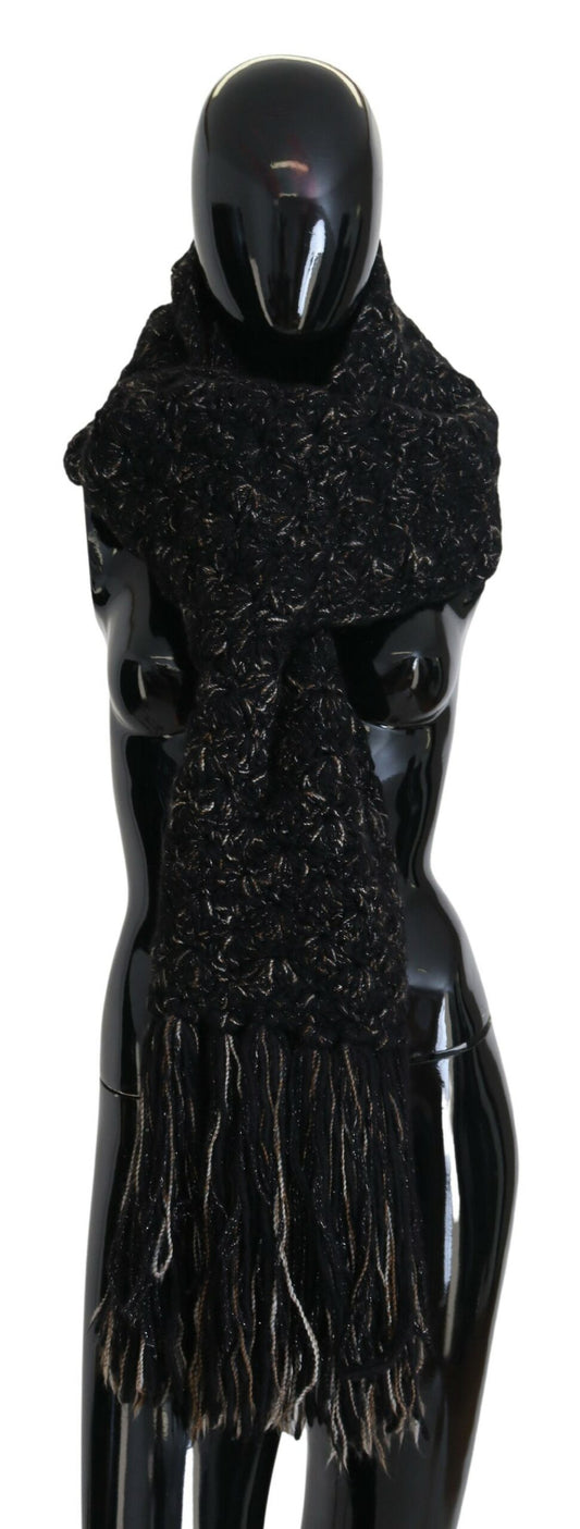 Sciarpa nera elegante in misto lana vergine Dolce &amp; Gabbana