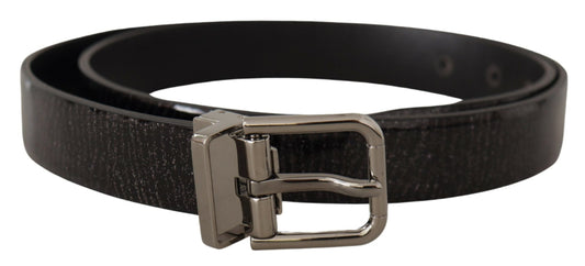 Cintura Dolce &amp; Gabbana in pelle nera elegante con fibbia argentata