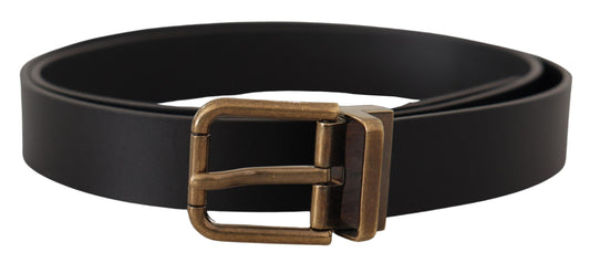 Cintura Dolce &amp; Gabbana in pelle nera elegante con fibbia vintage
