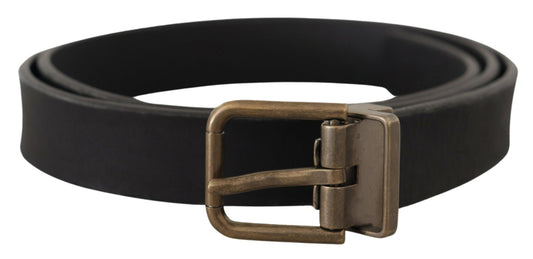 Cintura Dolce &amp; Gabbana in pelle nera elegante con fibbia in metallo vintage