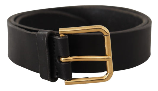 Cintura Dolce &amp; Gabbana in pelle nera elegante con fibbia in metallo