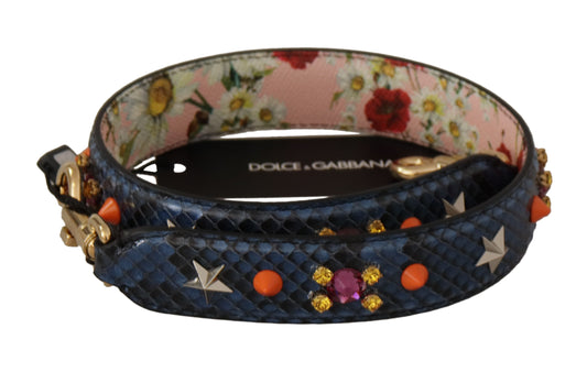Elegante tracolla per borsa in pelle di pitone blu Dolce &amp; Gabbana