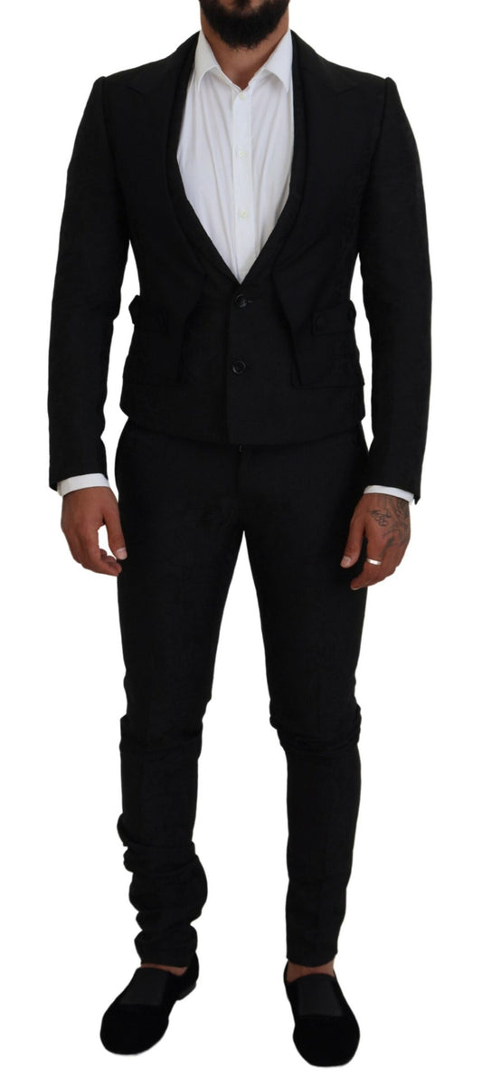 Dolce &amp; Gabbana: elegante abito Martini nero per l'uomo moderno